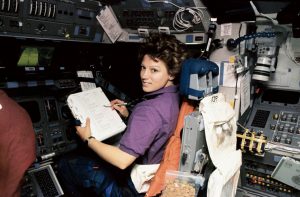 Col. Collins at the controls of Shuttle Discovery